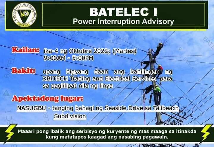 POWER INTERRUPTION: October 4, 2022